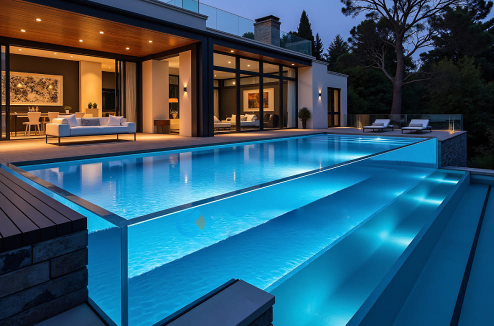 悬空式亚克力泳池,营造漂浮感